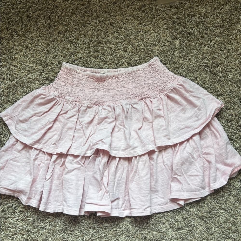 Aerie Pink Bubble Mini Skirt with Ruffled Tiers